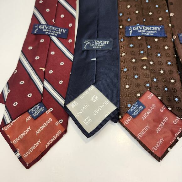 Givenchy Gentlemen Paris Vintage Tie Lot of 5 Neckties Brown Black Red Blue - Picture 5 of 6